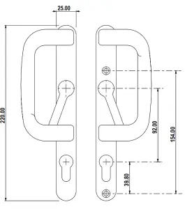 Yale  Patio Door Handle - Chrome