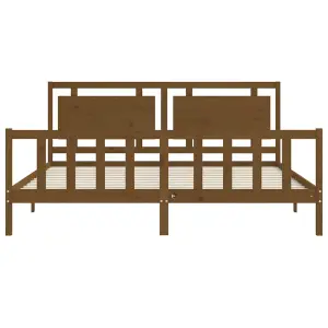 Berkfield Bed Frame with Headboard Honey Brown 200x200 cm Solid Wood