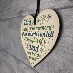 Red Ocean Memorial Christmas Tree Bauble DAD Grave Wooden Hanging Heart Decoration Sign