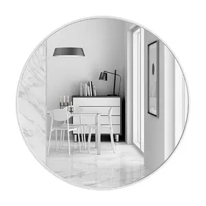 Baum Metal Flat Wall Mirror White / 40 cm H x 40 cm W