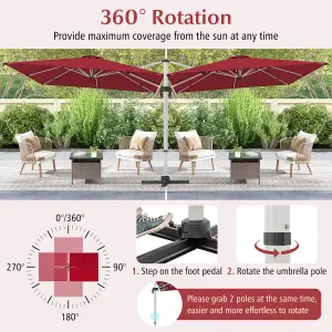 Costway 3M Outdoor Patio Umbrella Square Cantilever Parasol w/ 360 Rotation & Adjustable Tilt