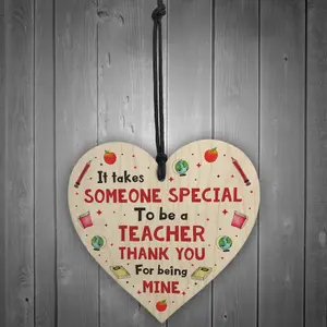 Handmade Thank You Teacher Gift Wood Heart Leaving School Nursery Preschool Gift