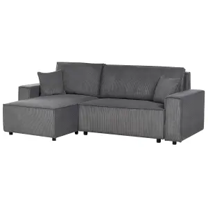 Sofa Bed ABACKA Graphite Grey Corduroy Right Hand