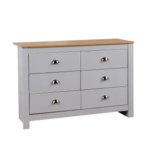 Home Source Camden 6 Drawer Chest Grey