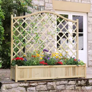 Zest York Wooden Rectangular Garden Planter & Lattice Trellis