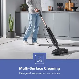 Geepas Twin Rotating Scrubbing Pads Steam Mop Digital Display 2 Steam Settings 540ML Water Tank