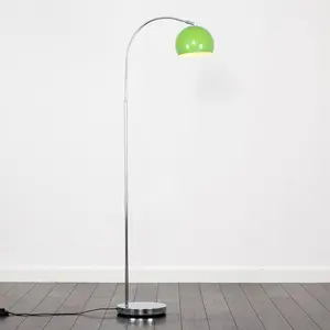 Derosier 152cm Arched Floor Lamp Chrome / Green