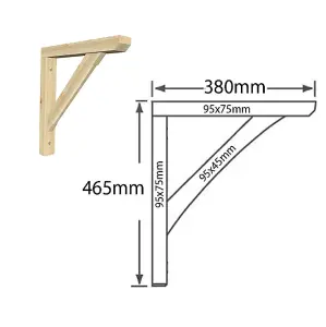 Single Premium Heavy Duty ELITE Timber Wooden Porch Gallows Bracket 465x380mm