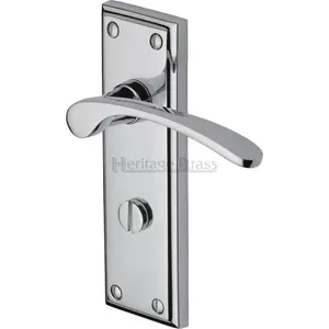 Heritage Brass Door Handle for Bathroom Hilton Design (Set of 2) Polished Chrome