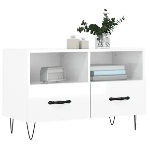 Berkfield TV Cabinet High Gloss White 80x36x50 cm Engineered Wood