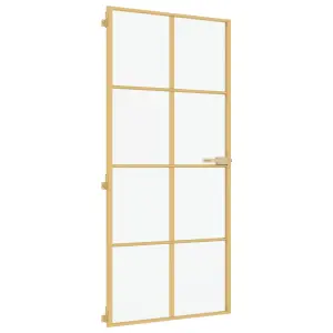 Berkfield Interior Door Slim Golden 93x201.5 cm Tempered Glass and Aluminium