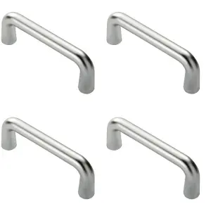 4 PACK - Rounded D Shaped Bar Handle 225mm x 19mm Diameter Satin Anodised Aluminium