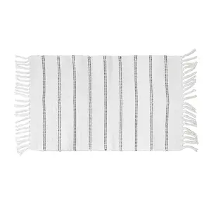 Hand Woven White Stripes Rug, (L)80cm