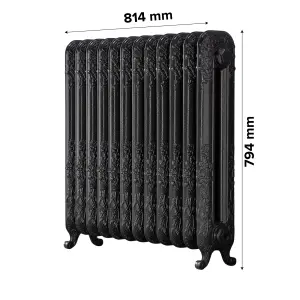 Arroll Daisy Cast iron Pewter 12 Column Radiator, (W)814mm x (H)794mm