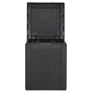 Berkfield Garden Storage Box 90L Black PP Rattan