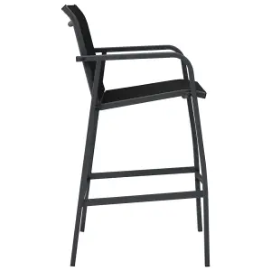 Berkfield Garden Bar Chairs 2 pcs Black Textilene