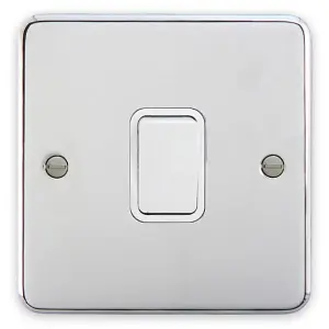 Deta 1903CHW Light Switch 1 Gang 2 Way 10A (Polished Chrome / White Insert)