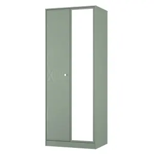 San Jose Ready assembled Contemporary Green Tall Double Wardrobe With 1 mirror door (H)1960mm (W)740mm (D)520mm