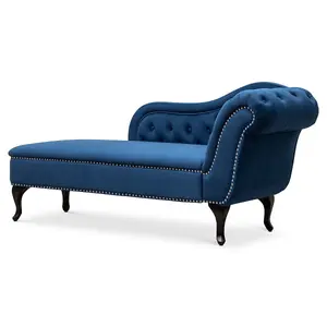 Left Hand Chaise Lounge in Velvet Blue