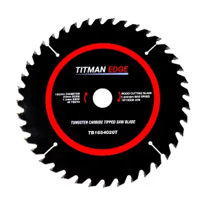 Titman Edge TCT Thin Kerf Fine Finish Circular Saw Blade 165mm x 20mm x 40 Tooth - TB1654020T