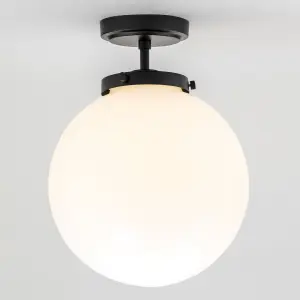 Litecraft Preston Black Globe Bathroom Ceiling Light