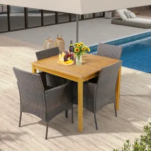 Costway Set of 4 Patio Dining Chairs Outdoor Garden PE Wicker Chairs with Removable Cushions