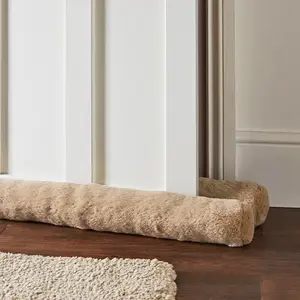 Faux Fur Door Draught Excluder Natural