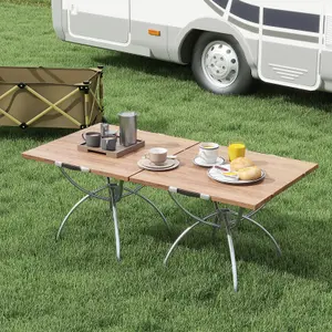 Costway 2 PCS Foldable Camping Table Lightweight Aluminum Picnic Table W/ Carry Bag