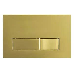 SPARES2GO Luxury Concealed Toilet Cistern Flush Plate Kit for Wall Hung Frame (Brushed Brass, 245mm x 165mm)