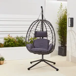 Neo Dark Grey Egg Swing Hanging Chair With Cushions