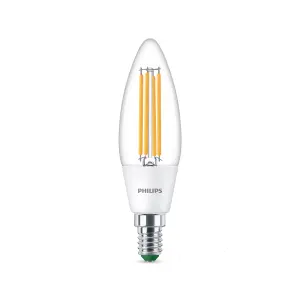 Philips E14 2.3W 485lm Glass Candle Warm white LED Light bulb