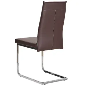 Set of 2 Dining Chairs ROCKFORD Faux Leather Dark Brown