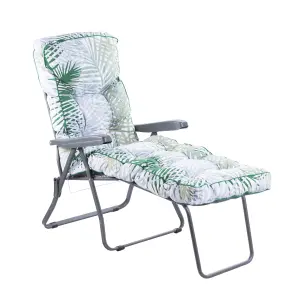 Alfresia Sun Lounger, Charcoal Frame with Bamboo Leaf Classic Cushion