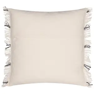 Yard Beni Check Fringed Polyester Filled Cushion