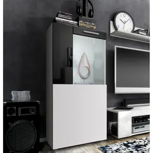 Killion Display Cabinet White/Black High Gloss / Without LED