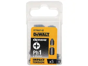 DEWALT DT7993T-QZ Impact Torsion Bits PH1 x 25mm (Pack 5) DEWDT7993TQZ