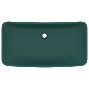 Berkfield Luxury Basin Rectangular Matt Dark Green 71x38 cm Ceramic