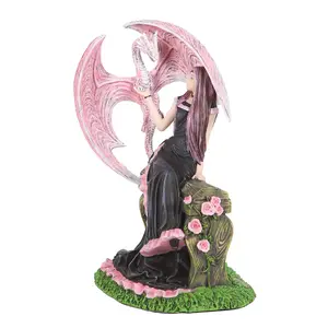 Anne Stokes Elegant Dragon Figurine Pink/Black/Green (One Size)