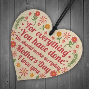 Red Ocean Mum Mothers Day I Love You Handmade Wooden Hanging Heart Sign Mum Gift From Daughter Son Keepsake