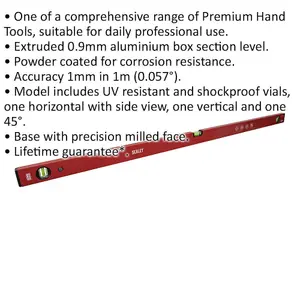 1200mm Precision Powder Coated Spirit Level with 45 Degree Angle Rule