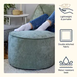 icon Natalia Chenille Armchair Bean Bag and Pouffe Set Sage Green Giant Bean Bag Chair