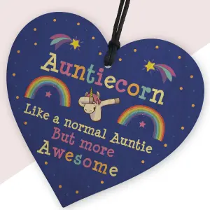 Red Ocean Unicorn Gift For Auntie Aunt Auntie Birthday Gifts Novelty Gift For Her Wooden Heart