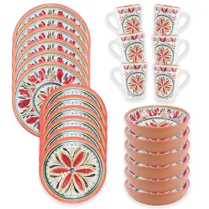 Purely Home Mediterranean 24 Piece Melamine Dinnerware & Mugs Set