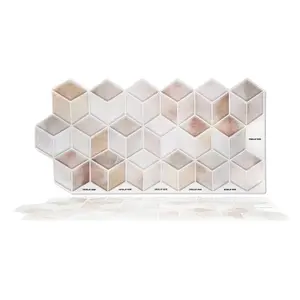 Walplus Cream Stone Hexacube Wall Tile - 12pcs Tile Stickers PVC