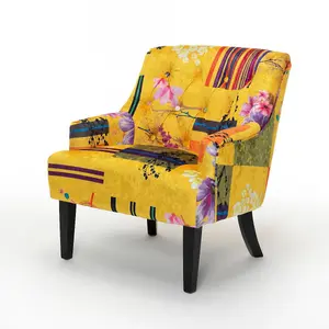 Fabric Gold Patchwork Lydia Accent Chair