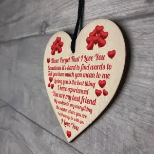 Red Ocean Valentines Day Gifts for Her Wooden Hanging Heart Sign Keepsake Valentines Gift For Him