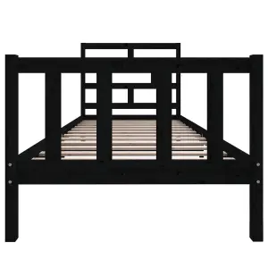 Berkfield Bed Frame Black Solid Wood Pine 90x190 cm 3FT Single