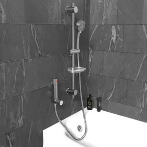 Nes Home Mini Vertical Thermostatic Shower Mixer Valve & Slider Rail, Handset, Hose