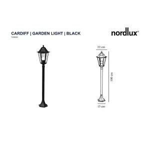 Nordlux Cardiff Outdoor Patio Terrace Garden Light In Black (Height) 100cm