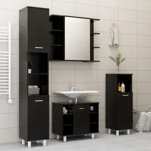 Berkfield Bathroom Cabinet Black 30x30x95 cm Engineered Wood